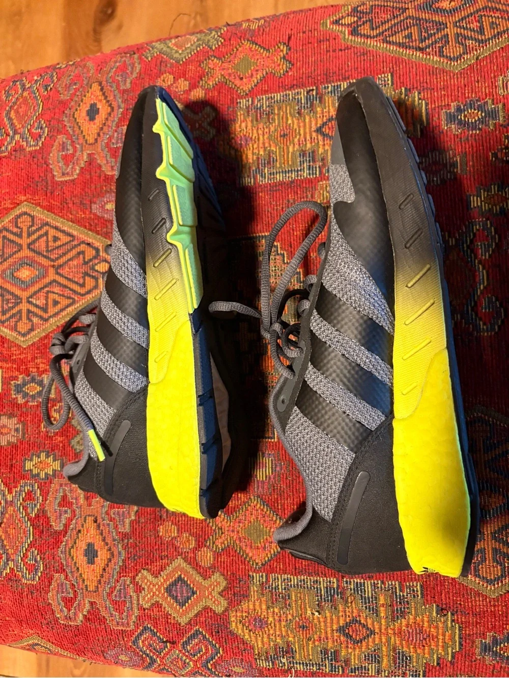 Men's Gray and Yellow Athletic Sneakers